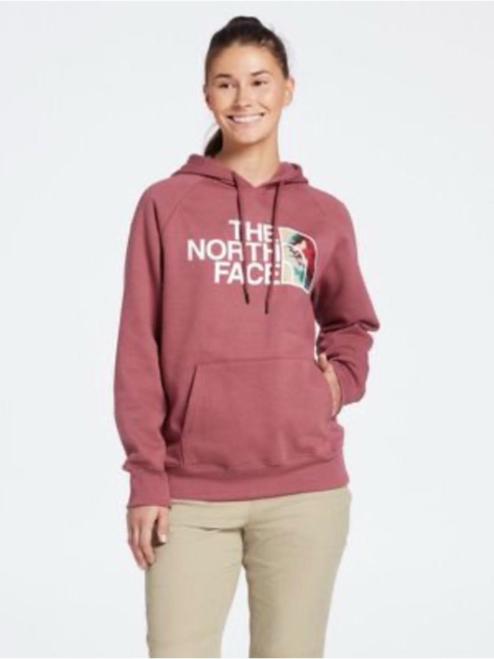 NWT The North Face Mauve Rose Pullover Hoodie with Half Dome Graphic Logo - Sz M - Picture 6 of 9